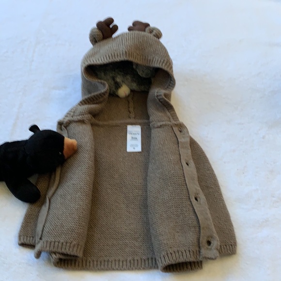Boys, Carter’s, Super Cute Hooded Sweater w/ Moose Antlers, Soft Cardigan, 3-6M - Picture 8 of 11